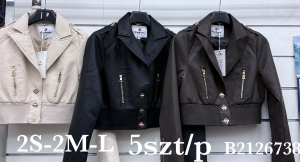 Kurtki damskie skórzana Roz S-M-L, 1 Kolor Paczka 5 szt